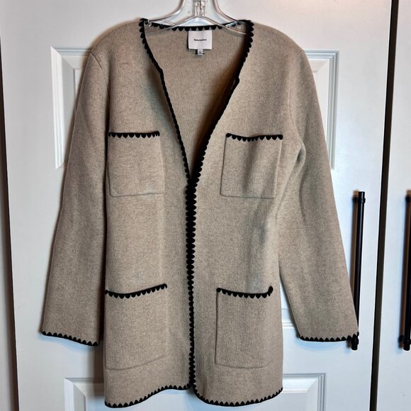 Reformation Isabelle Regenerative Wool Sweater Jacket Beige Size L - Picture 2 of 9